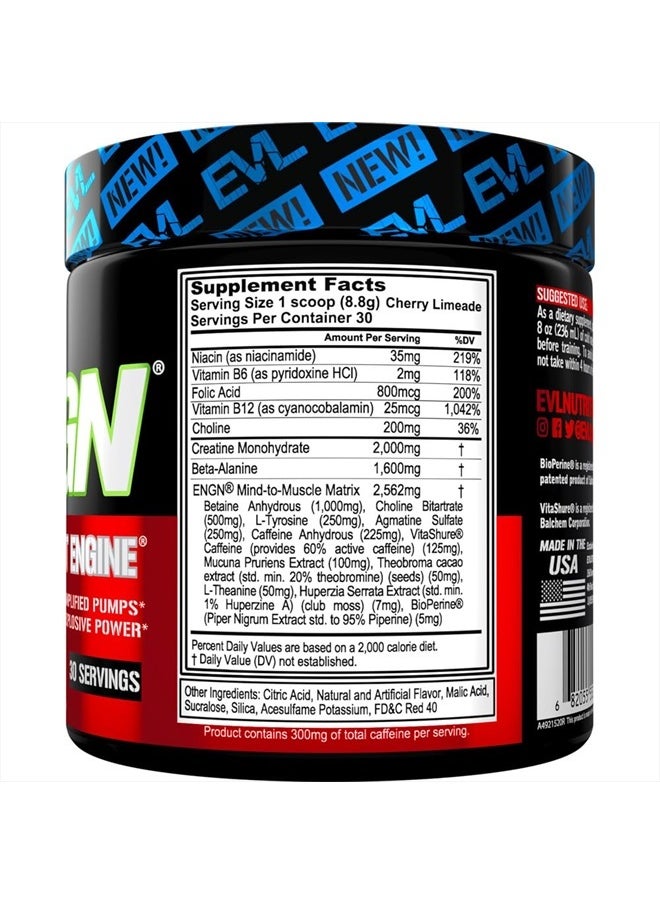 Evlution - EVL Intense Pre Workout with Creatine - Pre Workout Powder Drink for Lasting Energy Focus and Recovery - ENGN Energizing Pre Workout for Men with Beta Alanine Caffeine and L Theanine - Cherry Limeade - Image 1