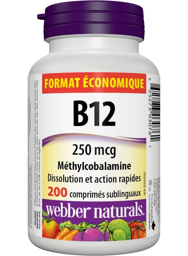 Webber naturals Webber Naturals Vitamin B12 250 mcg Methylcobalamin, 200 Sublingual Tablets - Image 2