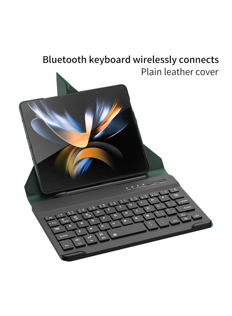2+1, Bluetooth Keyboard Case for Samsung Galaxy Z Fold 5/ Z Fold 4 / Fold 3 with Bluetooth Keyboard and Pen, Leather Portable Travel Foldable Keyboard Case with Pen Slot (Fold 5/Fold 4/Fold 3, Black) - Image 2
