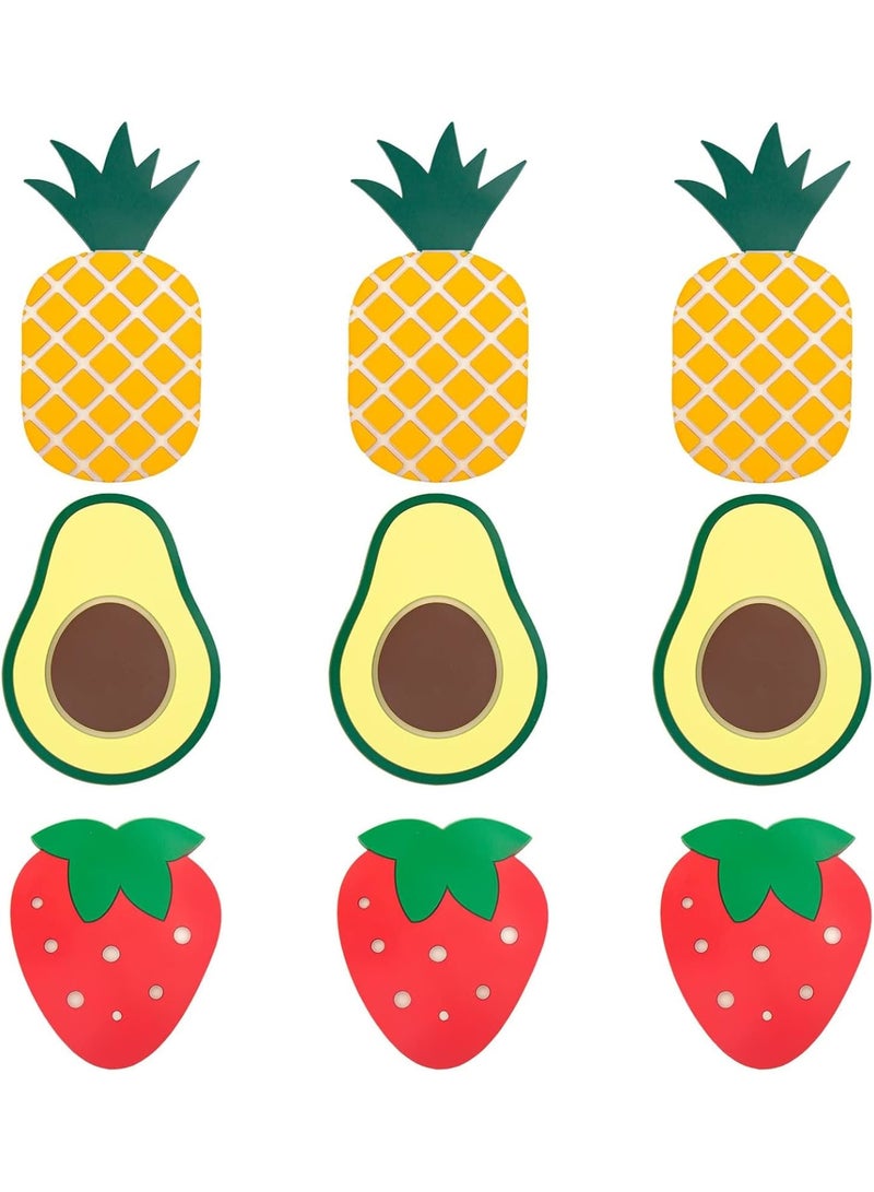 SOLARAE حامل أكواب دائري من السيليكون، حامل أكواب فواكه ملون، حوامل أكواب سيليكون ملونة، حوامل فواكه غير قابلة للانزلاق، حوامل أكواب لحماية الطاولة (9 قطع) - Image 1