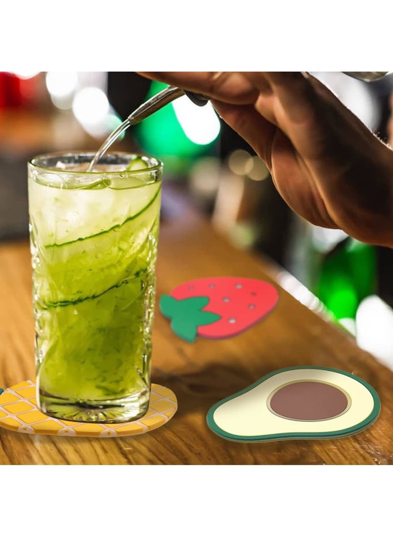 SOLARAE حامل أكواب دائري من السيليكون، حامل أكواب فواكه ملون، حوامل أكواب سيليكون ملونة، حوامل فواكه غير قابلة للانزلاق، حوامل أكواب لحماية الطاولة (9 قطع) - Image 5