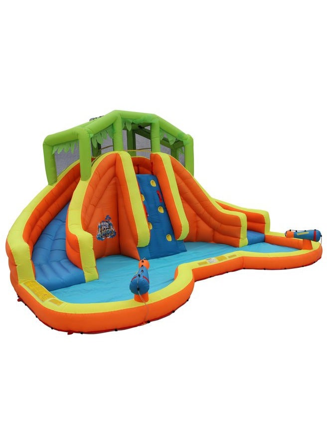 Banzai Twin Falls Lagoon Dual Lane Inflatable Motorized Constant Air Water Slide Spring & Summer Pool Splash Backyard Toys - Image 4