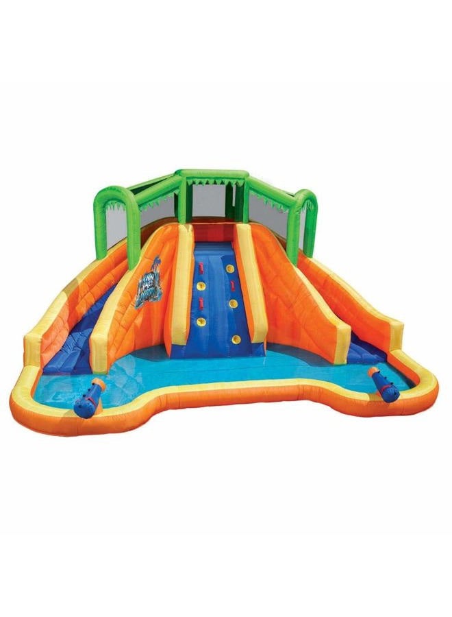 Banzai Twin Falls Lagoon Dual Lane Inflatable Motorized Constant Air Water Slide Spring & Summer Pool Splash Backyard Toys - Image 1