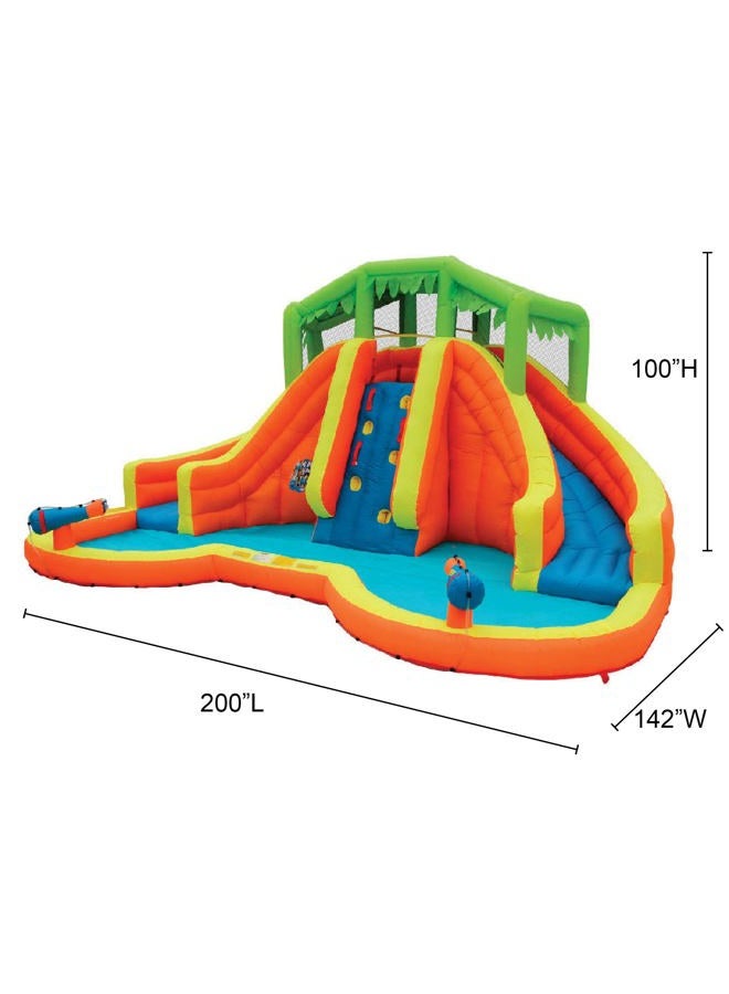 Banzai Twin Falls Lagoon Dual Lane Inflatable Motorized Constant Air Water Slide Spring & Summer Pool Splash Backyard Toys - Image 3