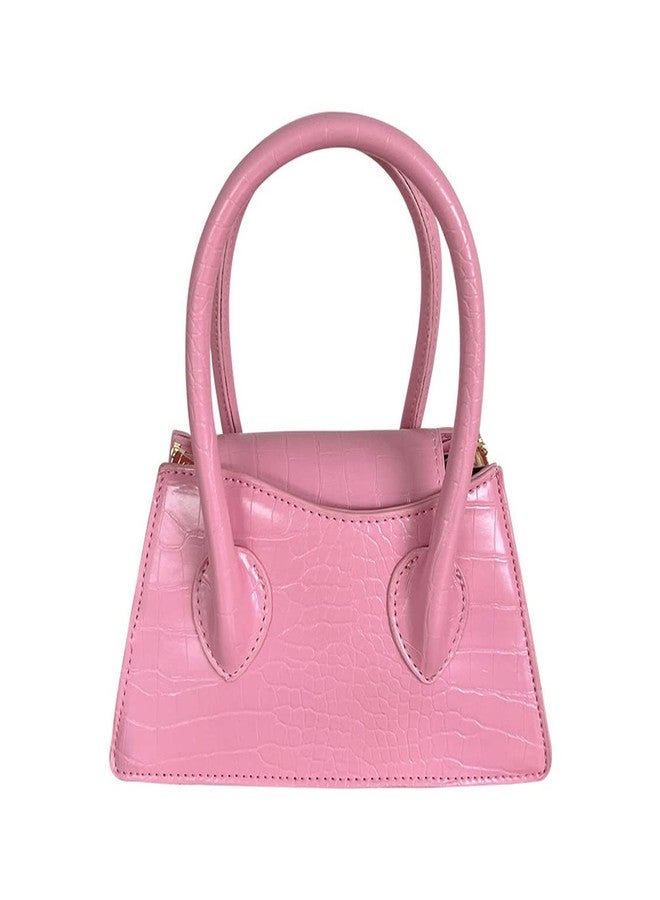 Trisapu Cute Small Crossbody Purses for Women Girls Trendy Tiny Purse Top Handle Bag Crocodile Satchels Handbag Pink - Image 1