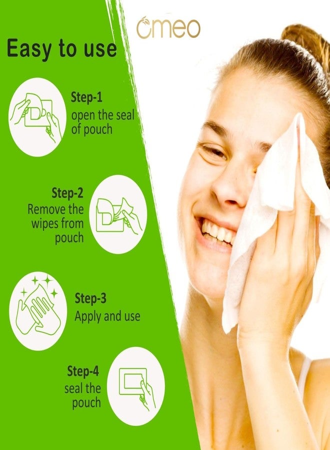 Omeo Aloe Vera Refreshing Wet Wipes for Women and Men with Aloe Vera Extract, Mint Oil & Vitamin E | Face Travel Makeup Remover Wipes | Paraben & Alcohol Free | Hydrating, Soothing - 25N (Pack of 4) - Image 4
