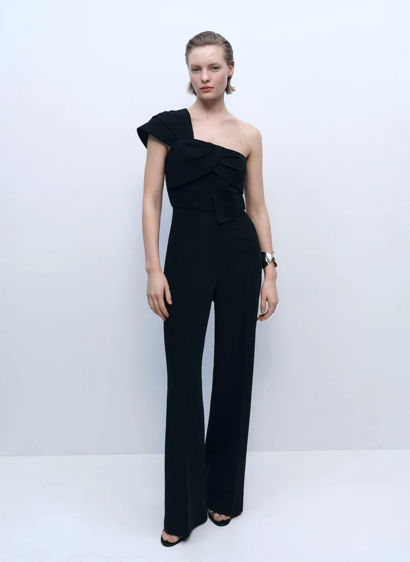 مانجو Long Draped Neckline Jumpsuit