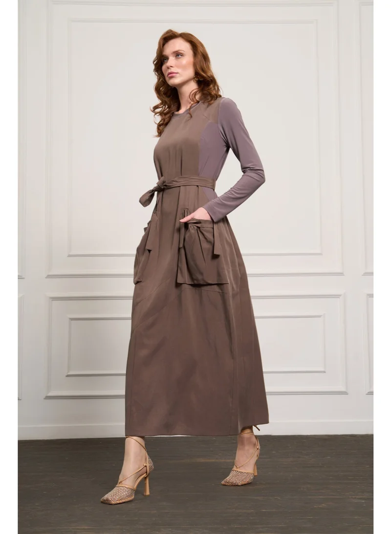 MissWhence  Silk-Poplin Utility Maxi Dress - Taupe for Women | Best Price UAE