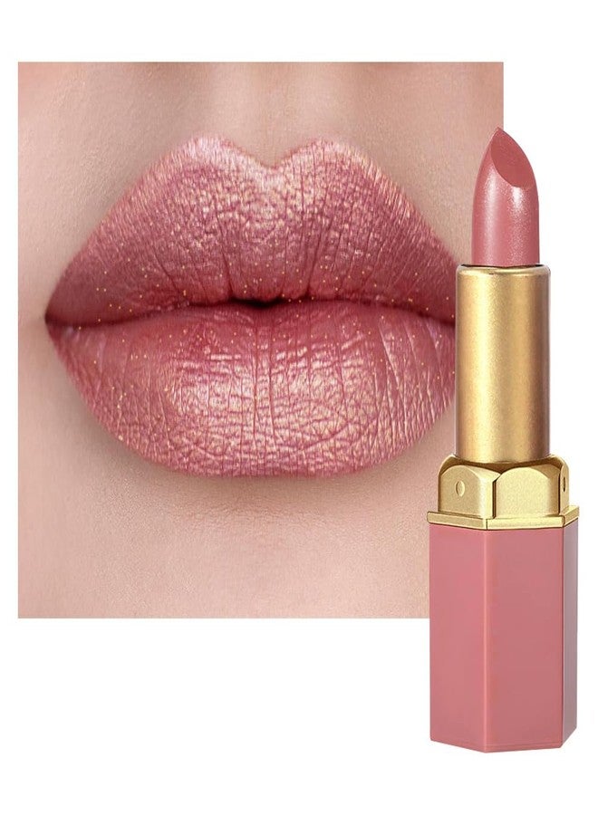 CAKAILA Nude Metallic Lipstick Lip Gloss for Women,Lightweight Shimmer Frosted Long Lasting Lipstick,Glitter Lip Stain Waterproof Smudge Proof 24 Hour Full Coverage Lip Makeup,Vegan - Image 1