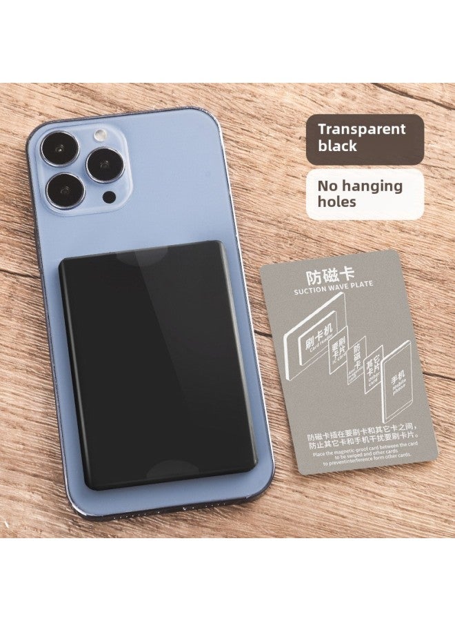 Wen Di Mobile Phone Card Holder Ultra-thin Back Sticker Subway Bus Card Access Control Card Swipe Wallet Transparent Work Permit Bank Card Holder-Color:Black (without Hanging Hole)  - Image 1