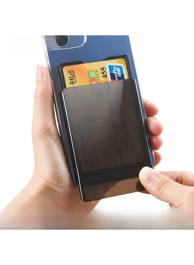 Wen Di Mobile Phone Card Holder Ultra-thin Back Sticker Subway Bus Card Access Control Card Swipe Wallet Transparent Work Permit Bank Card Holder-Color:Black (without Hanging Hole)  - Image 2