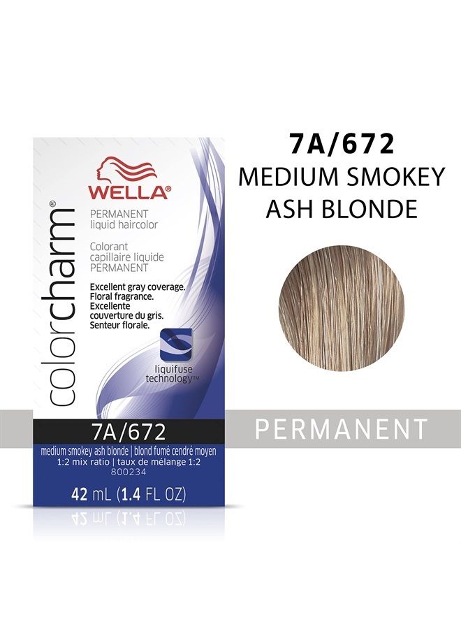 WELLA Color Charm Permanent Liquid Hair Color for Gray Coverage, 7A Med Smokey Ash Blonde