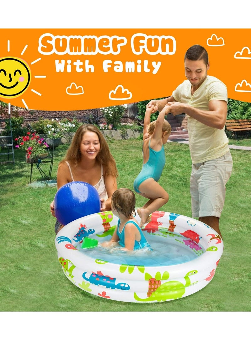 Inflatable Paddling Pool for Kids, Three Ring Pool with Soft Inflatable Floor, Hoop Swimming Pool for Outdoor Garden, Baby Toddler Summer Play Water Toy, 90x90x20 CM - Image 2