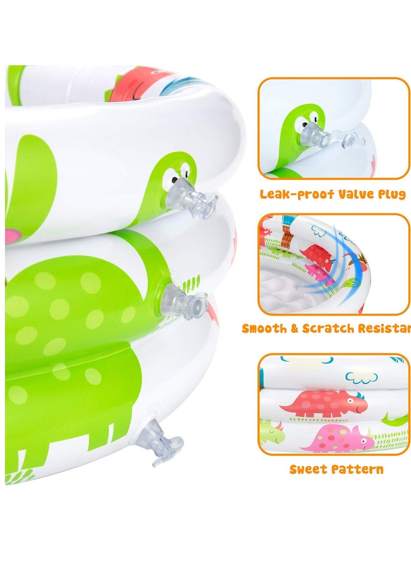 Inflatable Paddling Pool for Kids, Three Ring Pool with Soft Inflatable Floor, Hoop Swimming Pool for Outdoor Garden, Baby Toddler Summer Play Water Toy, 90x90x20 CM - Image 3