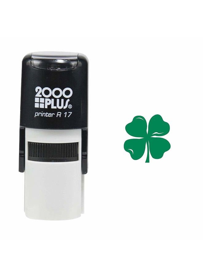 2000 Plus St. Patrick's Day Four Leaf Clover Self Inking Teacher Rubber Stamp - Green Ink - Image 1