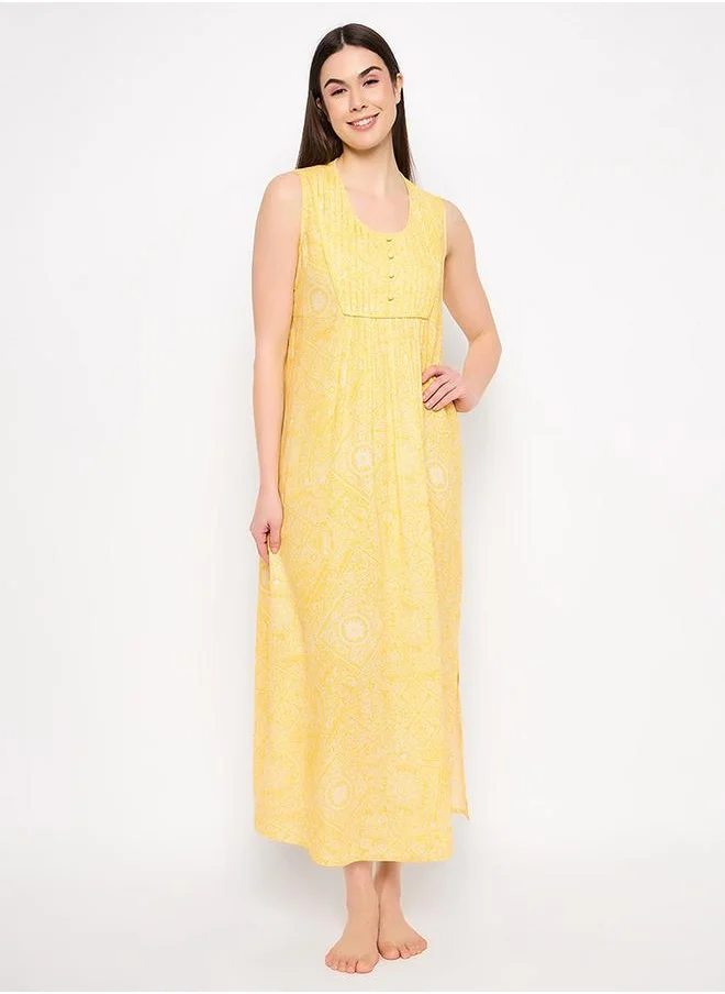 Clovia Paisley Print Sleeveless Nightdress