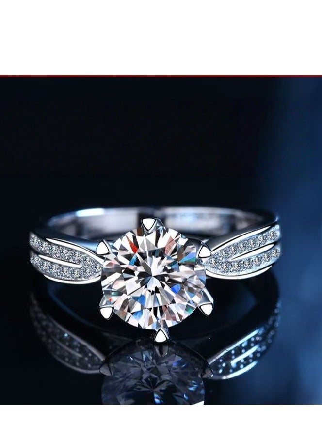 Akali 1 Carat Moissanite Adjustable Ring S925 Rhodium Plated Elegant Gift Box Ready - Image 2