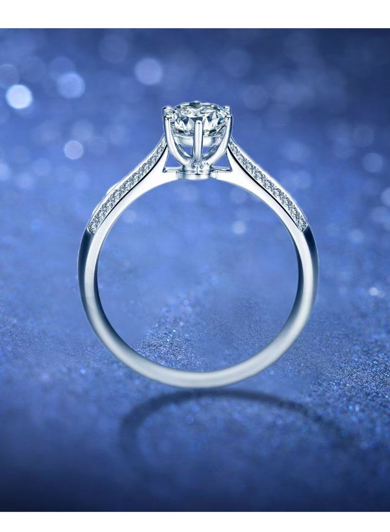 Akali 1 Carat Moissanite Adjustable Ring S925 Rhodium Plated Elegant Gift Box Ready - Image 3