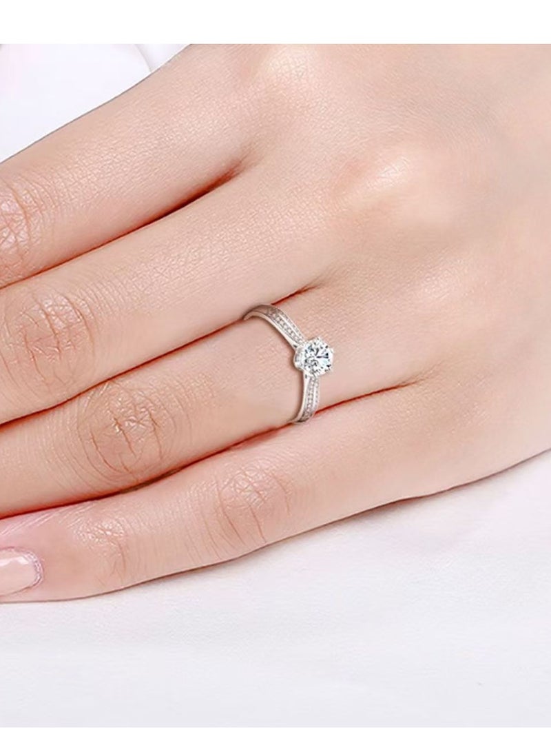 Akali 1 Carat Moissanite Adjustable Ring S925 Rhodium Plated Elegant Gift Box Ready - Image 4