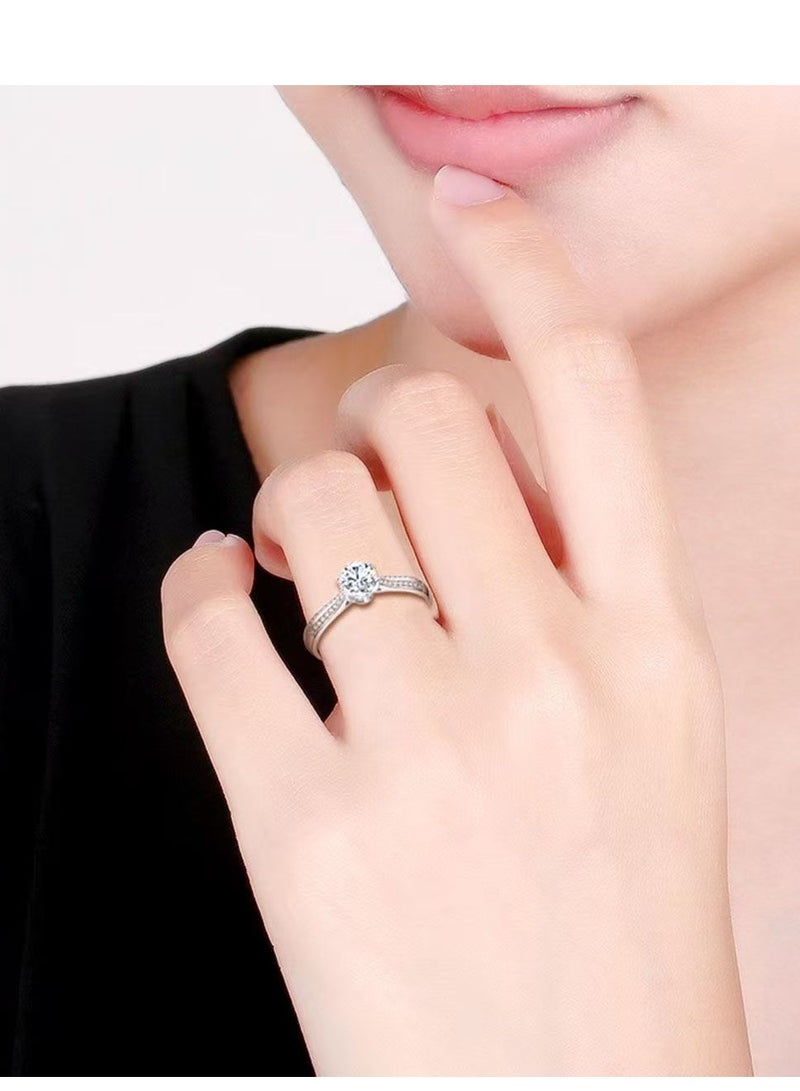 Akali 1 Carat Moissanite Adjustable Ring S925 Rhodium Plated Elegant Gift Box Ready - Image 5