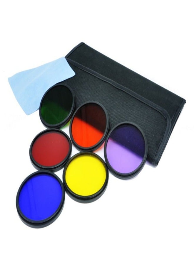 SLR Camera Full Color Filter 52586777 Yellow Orange Red Green Blue Purple Full Color Round Filter Diving Balance Piece-Color:6-piece Complimentary 6-piece Filter Bag Lens Cover-Dimensions:105mm (customized) - Image 2