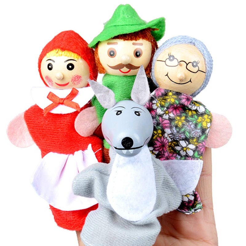 DIY-SCIENCE Little Red Riding Hood Finger Puppet StorytellingToy for Toddlers Kids, Cartoon Puppets Costume for Parent Child Interaction Classroom Role Playing Theater - Image 1