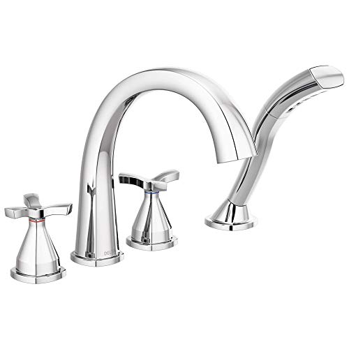 DELTA FAUCET T47776 Four Hole Roman Tub Trim DeckMount with Diverter Chrome - Image 1