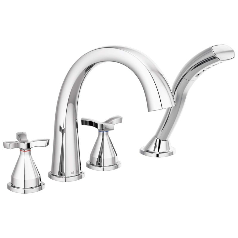 DELTA FAUCET T47776 Four Hole Roman Tub Trim DeckMount with Diverter Chrome - Image 2