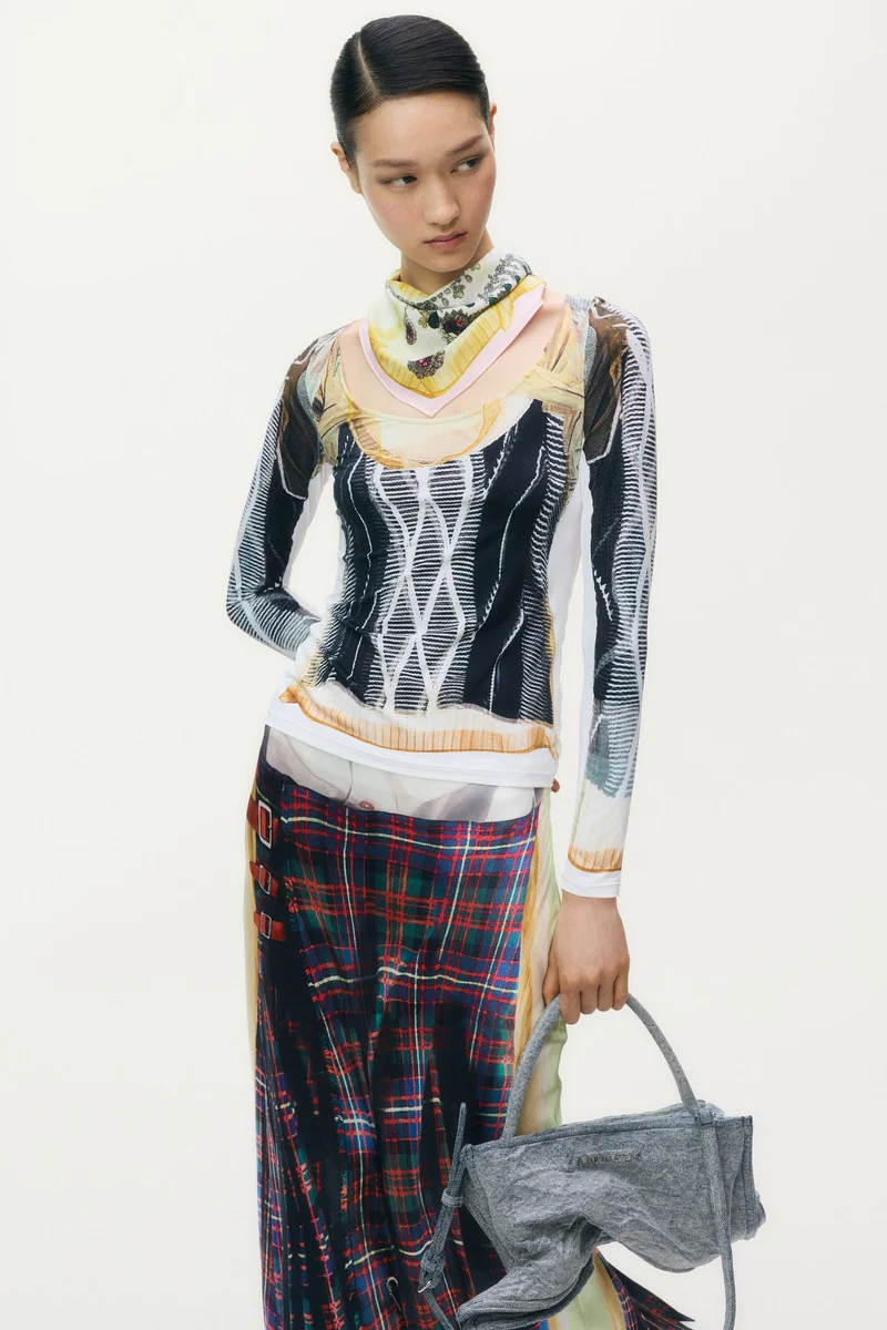 H&M Printed satin skirt