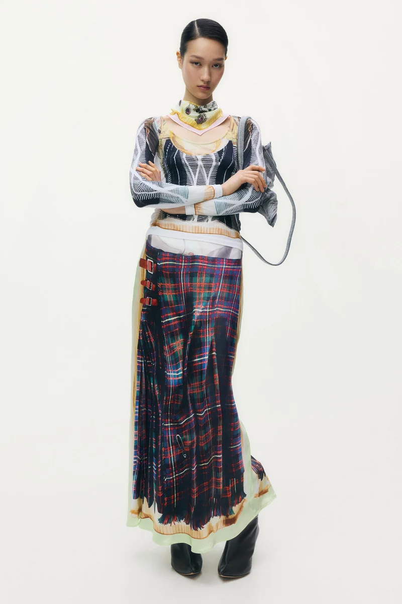 H&M Printed satin skirt