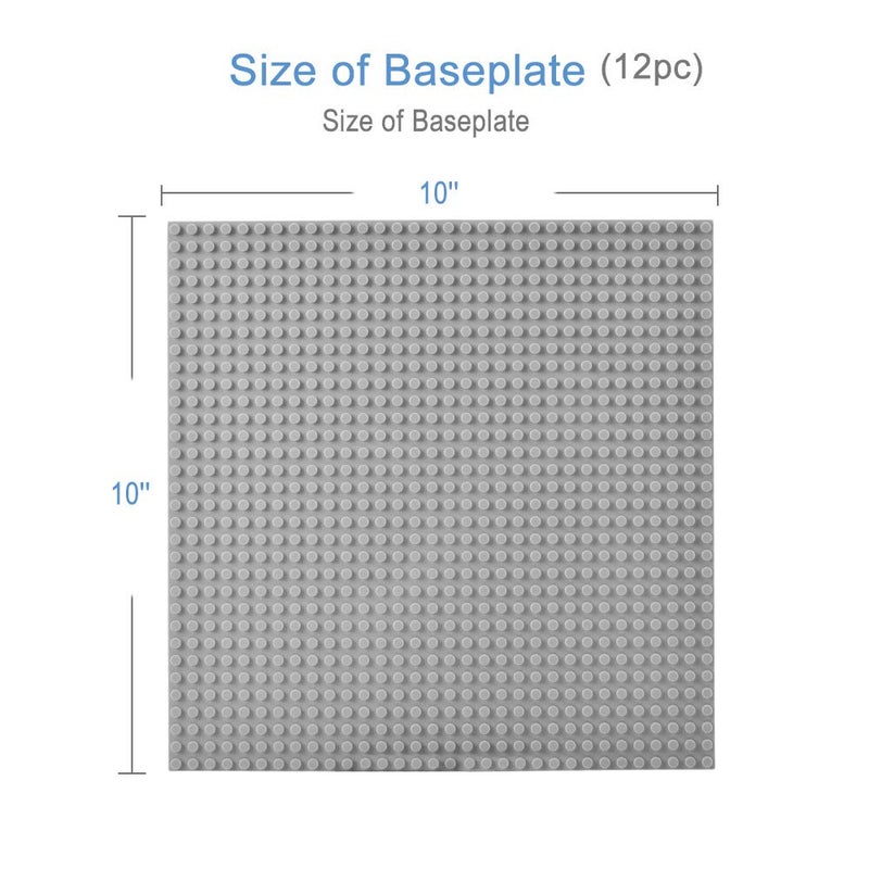 Lekebaby Classic Baseplates Building Base Plates for Building Bricks 100% Compatible with Major Brands-Baseplates 10" x 10", Pack of 12-Grey - Image 3