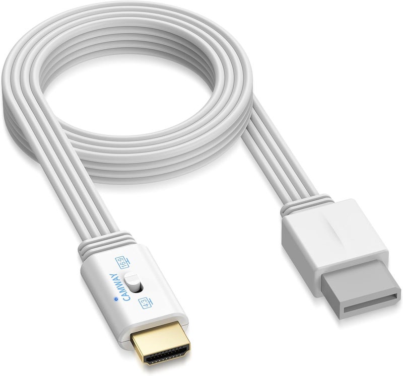 CAMWAY محول Wii إلى HDMI - مفتاح نسبة العرض 4:3/16:9 محول Wii إلى HDMI، كابل محول HDMI Wii بدقة 1080P بطول 5 أقدام لوحدة Wii، Wii U، تلفاز عالي الدقة الكامل، شاشة، يدعم جميع أوضاع عرض Wii، توصيل وتشغيل - Image 1