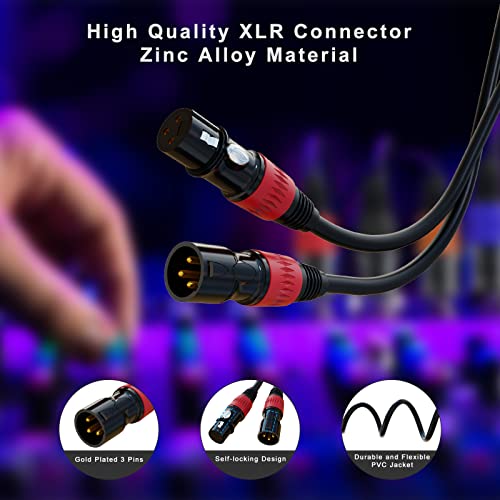AuxLink XLR Cables, XLR Microphone Cable 6 ft 4 Pack, Gold-Plated 3-pin XLR Speaker Cable Male to Female Balanced Mic Cable - Image 3