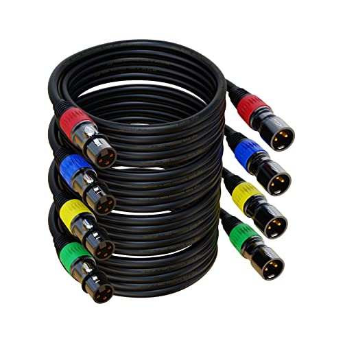 AuxLink XLR Cables, XLR Microphone Cable 6 ft 4 Pack, Gold-Plated 3-pin XLR Speaker Cable Male to Female Balanced Mic Cable - Image 1