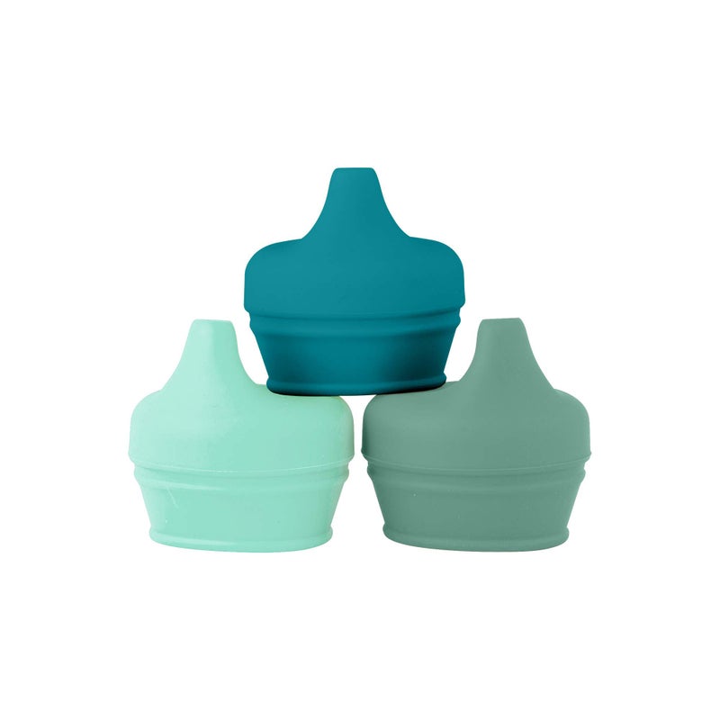 Boon Snug Silicone Sippy Cup Lids Convert Any Kids Cups or Toddler Cups into Soft Spout Sippy Cups Toddler Feeding Supplies and Travel Essentials Green 3 Count