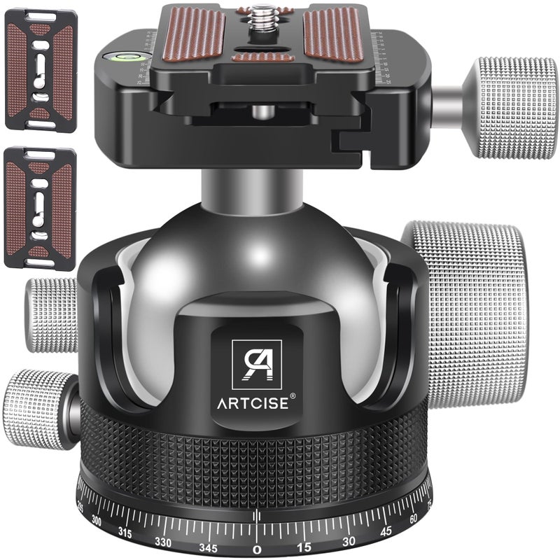 ARTCISE Low Profile Ball Head Tripod Ball Head ARTCISE KB44 Heavy Duty Tripod Head All Metal CNC Machining with Three 14 Quick Release Plates for Tripod Monopod DSLR Camcorder Max Load 66lbs 30kg - Image 2