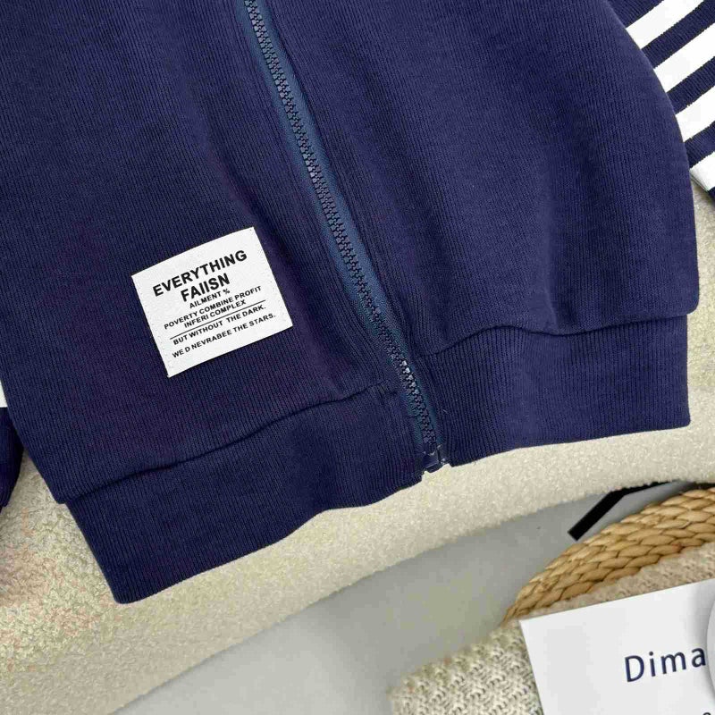 Children'S Coat New Jacket For Boys And Girls Baby Middle-Aged Children Striped Zipper Shirt All-Match Simple Casual Cardigan - Image 5