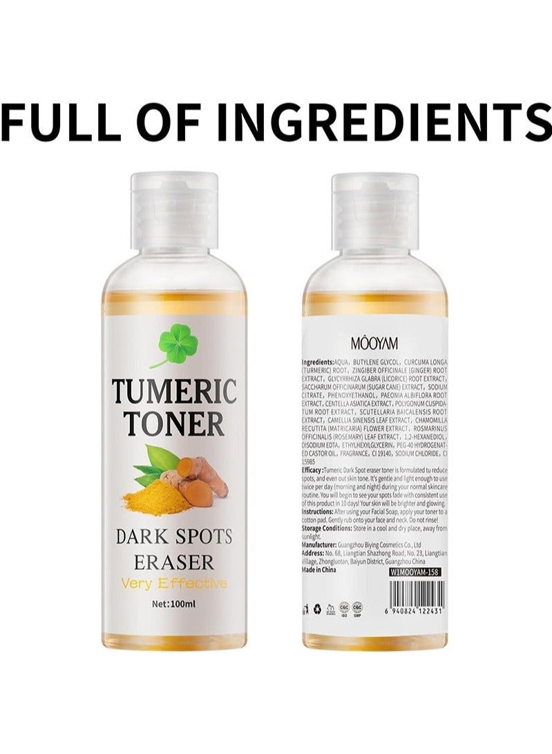 MOOYAM Tumeric Toner Dark Spots Eraser Correcting Toner, Facial Toner for Acne Prone Skin, Blemish Removing Facial Moisturizer for Women, Dry Oily Skin Hypermentation Treatment, 100ml - Image 2
