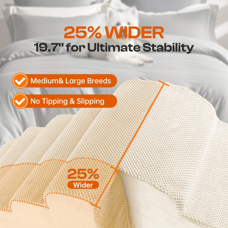 Miorun Extra Wide Dog Stairs for Large Dogs Up to 80lbs, 25" Pet Steps for High Bed with Washable Cover, 5-Step Foam Bed & Couch Ladder for Small Medium Dogs & Senior Cat, Beige - Image 2