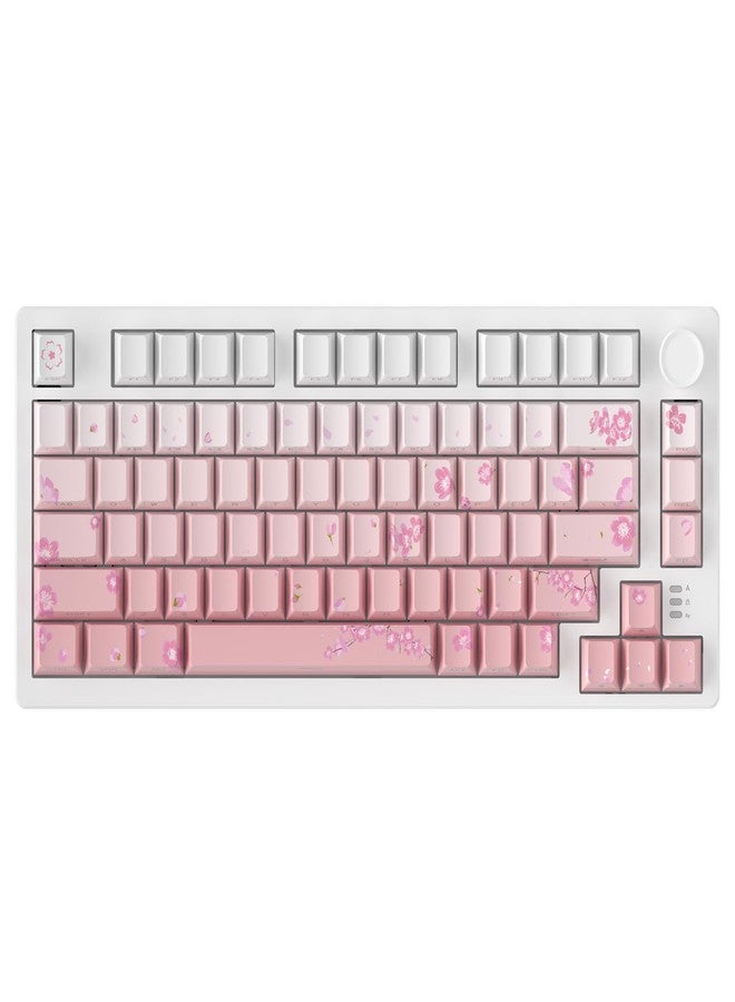 DAREU EK75PRO Sakura Pink Wireless Mechanical Gaming Keyboard,75% Hot Swap Creamy Keyboard with Knob,RGB Backlit,Gasket Custom Structure,Side Printed PBT Keycaps,2.4Ghz/BT5.1/USB-C, for Win/MAC - Image 1