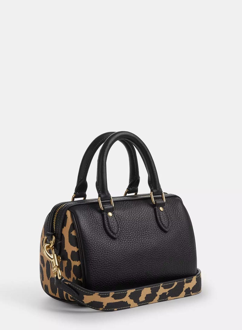 coachoutlet Coach Mini Rowan Crossbody Bag With Leopard Print, Women's Tote Bag, Women's Shoulder Bag, Women's Hand Bag, Women's Travel Bag, Black-Leopard-19cm - Image 2