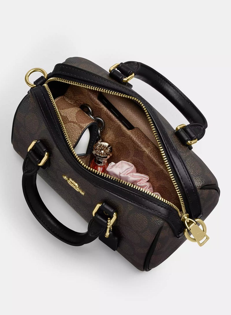 coachoutlet Coach Mini Rowan Crossbody Bag With Leopard Print, Women's Tote Bag, Women's Shoulder Bag, Women's Hand Bag, Women's Travel Bag, Black-Leopard-19cm - Image 3