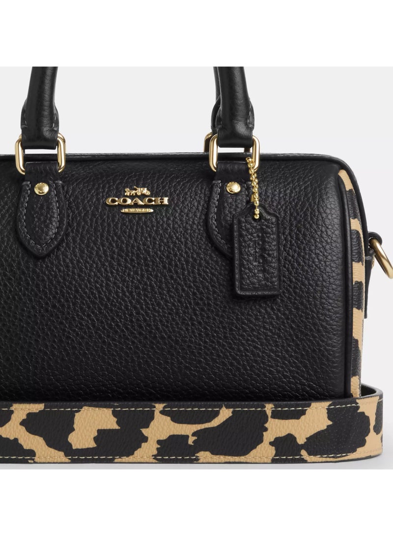 coachoutlet Coach Mini Rowan Crossbody Bag With Leopard Print, Women's Tote Bag, Women's Shoulder Bag, Women's Hand Bag, Women's Travel Bag, Black-Leopard-19cm - Image 5