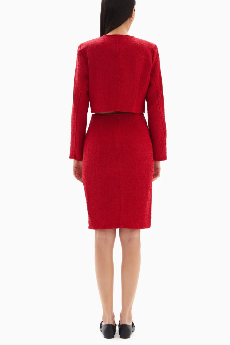 Wecre8 Red Buttons Set of Jacket and Skirt By WECRE8