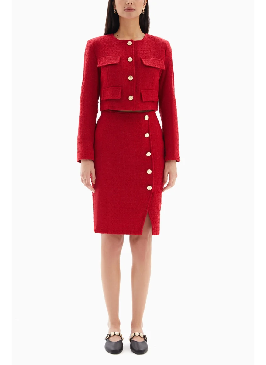 وي كرييت Red Buttons Set of Jacket and Skirt By WECRE8