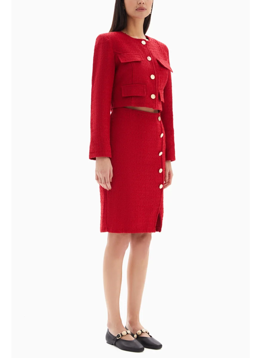 وي كرييت Red Buttons Set of Jacket and Skirt By WECRE8