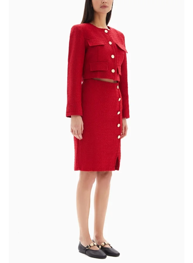 Wecre8 Red Buttons Set of Jacket and Skirt