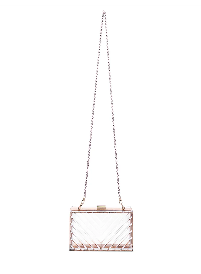 London Rag Transparent Chevron Pattern Clear Clutch Bags