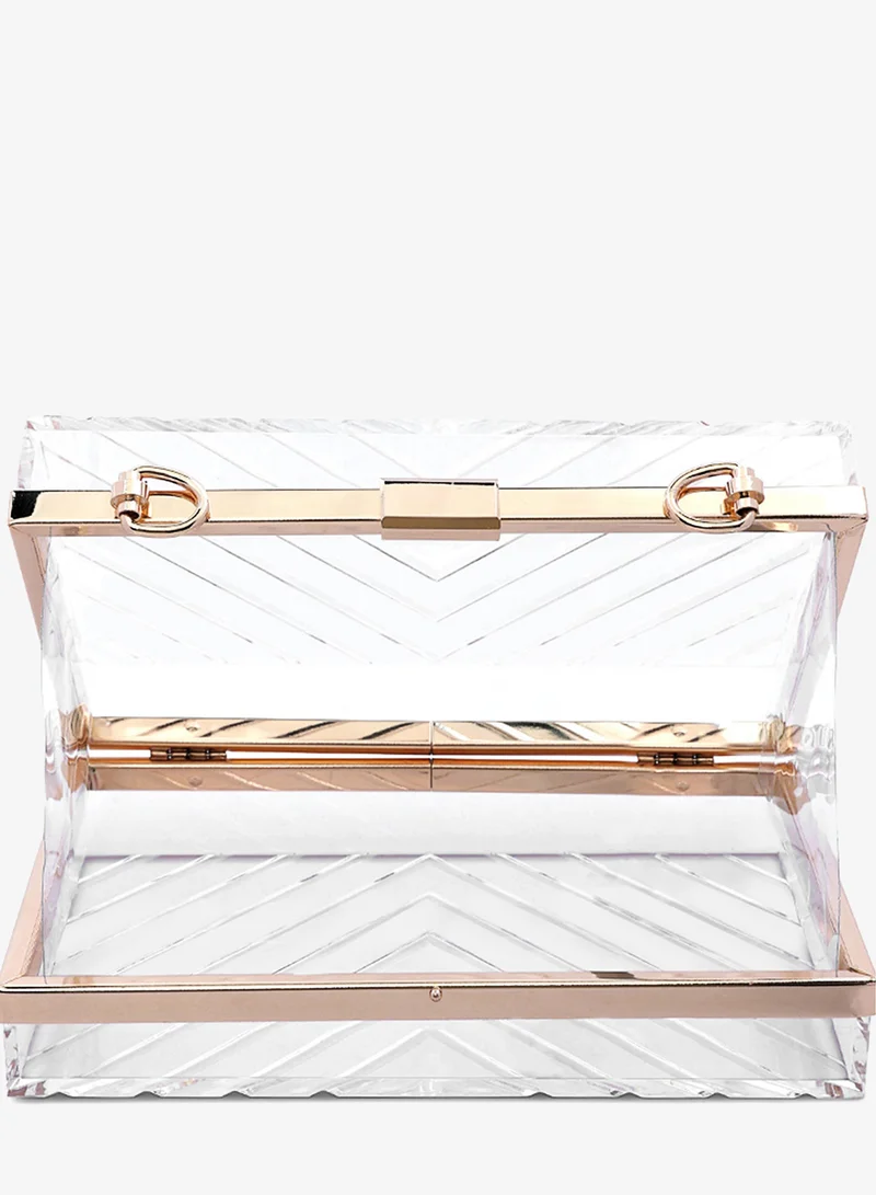 London Rag Transparent Transparent Chevron Pattern Clear Clutch Bags for Women | Best Price UAE