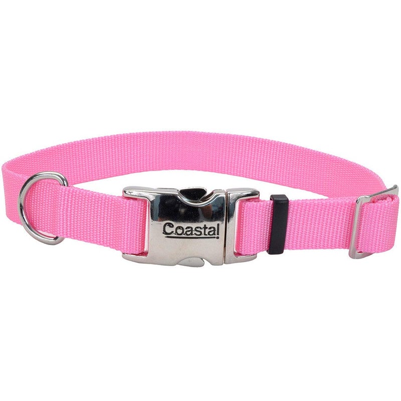 Coastal Pet Adjustable Dog Collar with Metal Buckle - Comfortable Fade-Resistant Dog Collar with Snap Lock - Perfect for Walking & Tie Outs -Pink Bright - 1" x 18" - 26" - Image 1